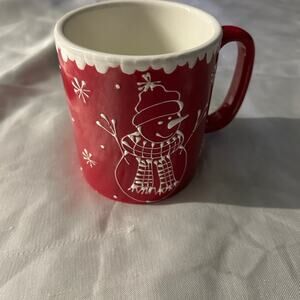 Red snowman Christmas mug